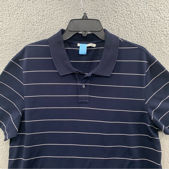 Vince Men’s L Classic Polo Shirt Black White Short Sleeve Stripe Cotton Collared - Picture 6 of 12